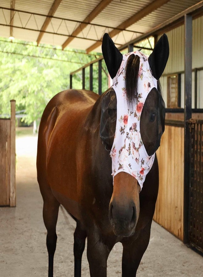 Jeffers Expression Lycra Horse Fly Mask - Full Size, Rose Garden - Lightweight Stretch Horse Mask with Mesh Eyes & Ears, Breathable Lycra Fly Mask for Horses, Equine Summer Apparel & Gear - Image 4